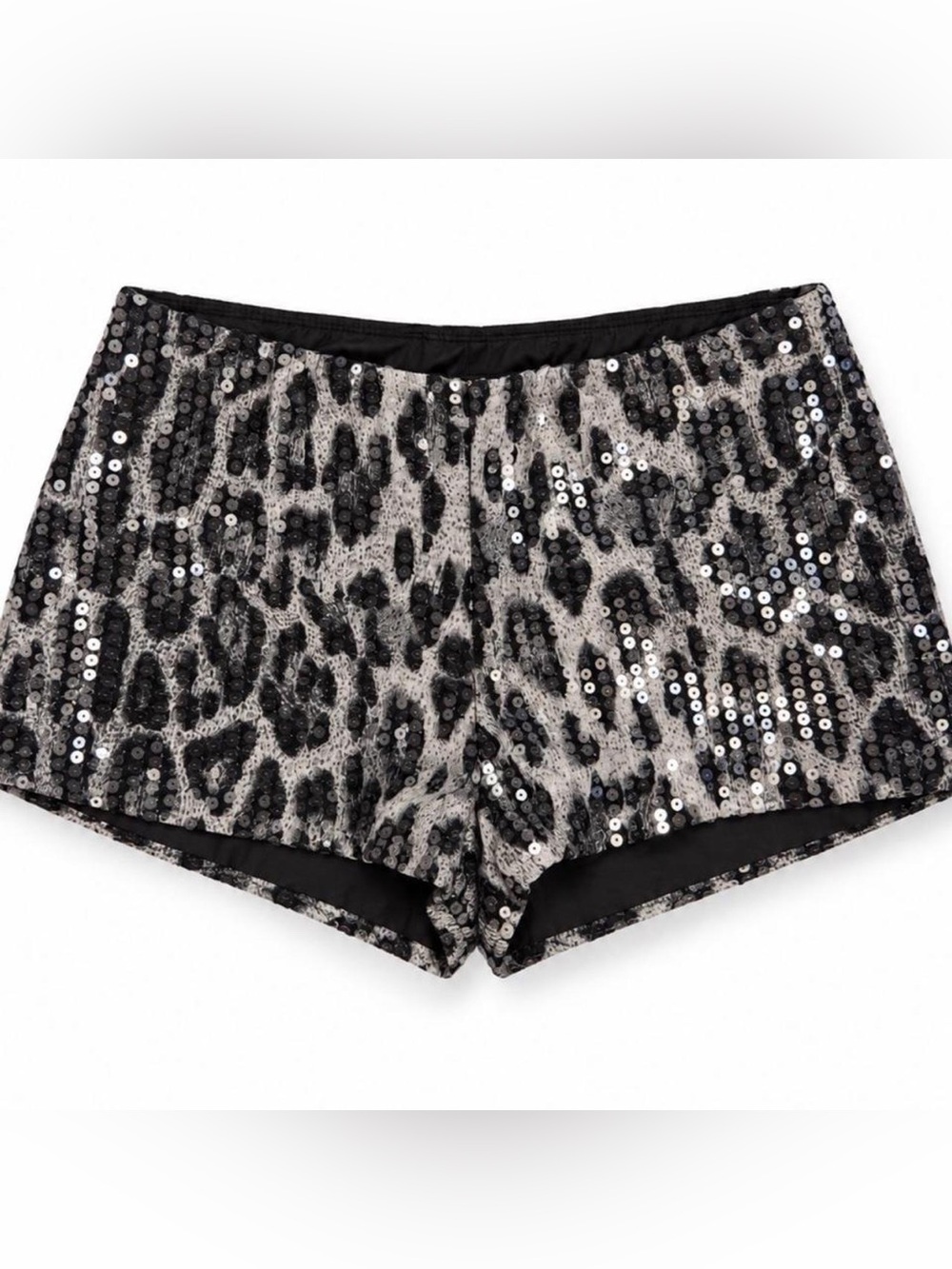 Briogeo Black & Silver Sequin Leopard Print Lounge Shorts